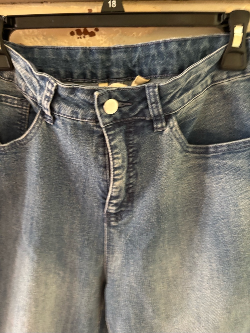 Soft Surroundings Indigo Ankle Jeans with White Embroidered Cuffs - Picture 6 of 10